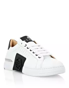 НИЗКИЕ КРОССОВКИ PHANTOM KICK$ Philipp Plein, цвет White / Black