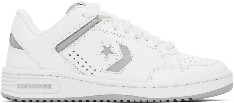 Низкие кроссовки из белой и серой кожи Weapon Leather Converse