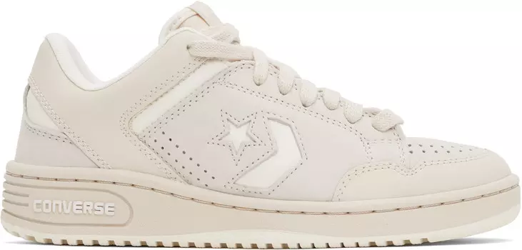 Низкие кроссовки из бежевой и кремовой кожи Weapon Leather Converse
