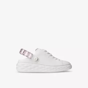 Низкие кроссовки из кожи с открытой пяткой, украшенные кристаллами и бриллиантами Jimmy Choo, белый