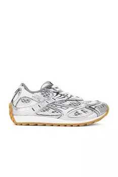 Низкие кроссовки на шнуровке Orbit Bottega Veneta, цвет Silver & White