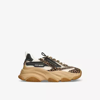 Низкие кроссовки Possession-E из смешанного текстиля с леопардовым принтом Steve Madden, коричневый