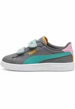 Низкие кроссовки Smash 3.0 Summer Camp Puma, цвет cool dark gray sparkling green white