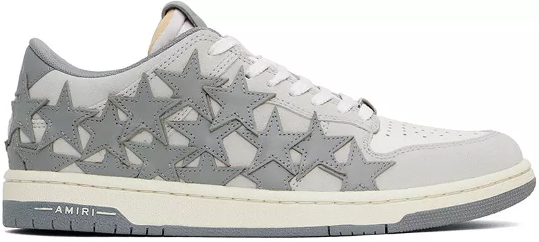 Низкие кроссовки со звездами серого и белого цвета AMIRI