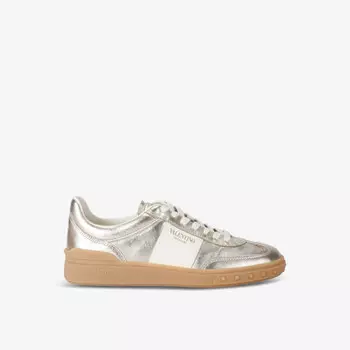 Низкие кроссовки Upvillage из металлизированной кожи с логотипом Valentino Garavani, серебряный
