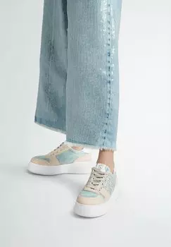 Низкие кроссовки With Glitter Logo LIU JO, цвет beige denim