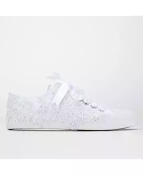 Низкие кружевные свадебные кеды Shelby Forever & Always Shoes, белый