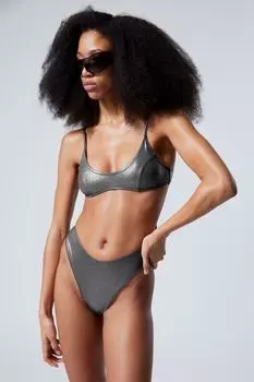 Низкие плавки бикини с блестками Weekday, серый