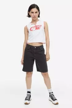 Низкие шорты-бермуды H&M, черный деним