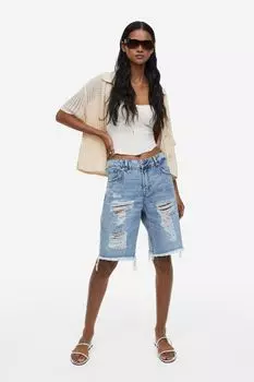 Низкие шорты-бермуды H&M, светло-синий деним