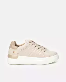 Низкие женские кроссовки на шнуровке и двойной резиновой подошве Xti, бежевый