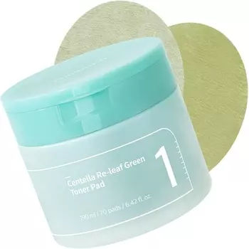 No.1 Centella Re-Leaf Green Toner Pad - веганский двухсторонний травяной Numbuzin