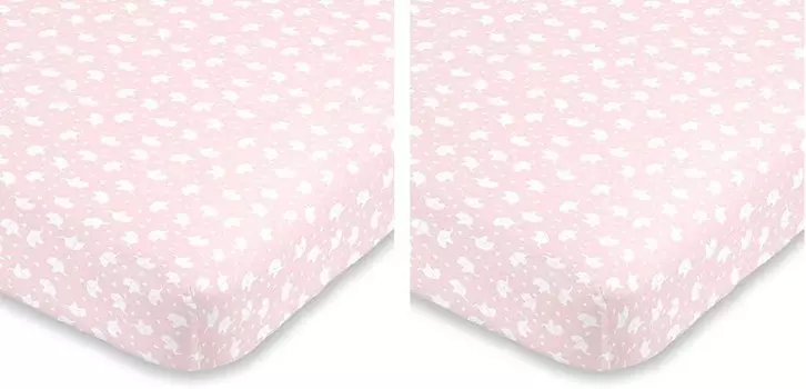No Jo Super Soft Простыня для кроватки со слоном, розовый/белый (2 шт. в упаковке) NoJo, Pink/White