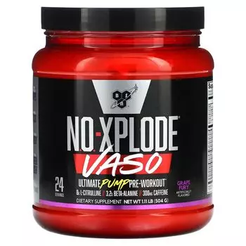 No-Xplode VASO, Предтренировочный комплекс Ultimate Pump, Grape Fury, 1,11 фунта (504 г) Bsn