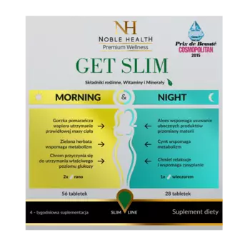 Noble Health Get Slim Morning&Night пищевая добавка, рекомендованная специально для людей, которые хотят заботиться о своей линии, 90 капсул/1 упаковка.