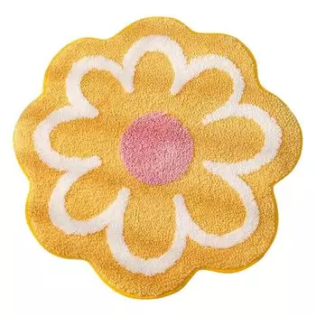 Ночная активность, нескользящий водопоглощающий коврик в форме цветка для ванной комнаты, коврик для ванной, имитация кашемирового коврика для ванной комнаты, домашнее предложение - желтый Stuttg
