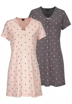 Ночная рубашка 2 PACK LASCANA, лиловый