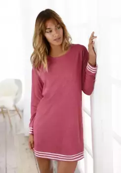 Ночная рубашка Аризона с полосатыми манжетами Arizona, красный