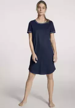 Ночная рубашка CALIDA "Sweet Dreams", длина ночной рубашки ок. 95 см, нагрудный карман, синий