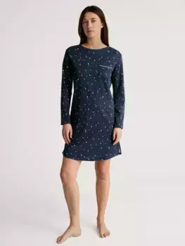 Ночная рубашка CALIDA "Sweet Dreams", с накладным нагрудным карманом с окантовкой, синий