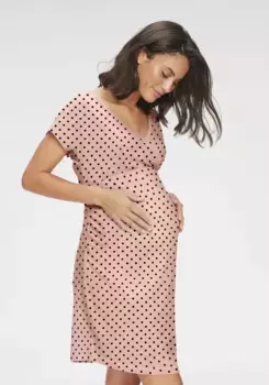 Ночная рубашка для беременных LASCANA, с запахом, цвет Puder Mit Schwarzen Punkten