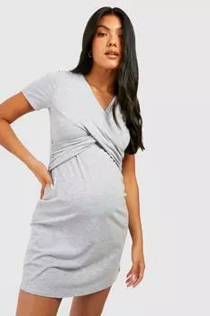 Ночная рубашка для кормящих с запахом передней части Boohoo, серый