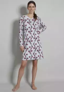 Ночная рубашка GTZBURG с длинными рукавами, V-образным вырезом и цветочным принтом, фиолетовый