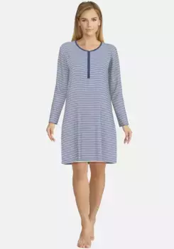 Ночная рубашка GTZBURG, в полоску, с планкой на пуговицах, круглый вырез, цвет Blau-Dunkel-Ringel