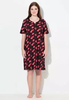 Ночная рубашка HEART PRINT SHORT SLEEVE SPLIT NECK SLEEP Ulla Popken, черный
