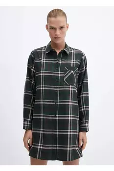 Ночная рубашка из фланели и хлопка Mango, бордовый