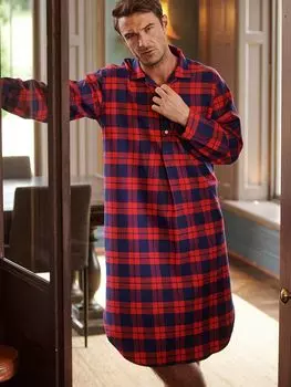 Ночная рубашка из хлопка с начесом в клетку Dumbarton в клетку тартан British Boxers, красный/мульти