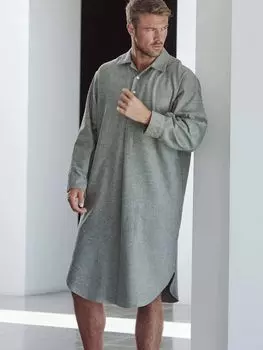 Ночная рубашка из хлопка с начесом в елочку British Boxers, уитби джет