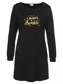 Ночная рубашка LASCANA, черный