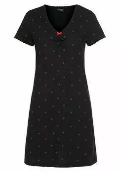 Ночная рубашка LASCANA, черный