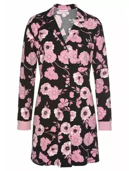 Ночная рубашка LASCANA, цвет rosa-schwarz-geblmt-gemustert