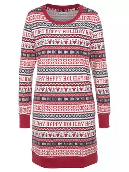 Ночная рубашка LASCANA, цвет rot gemustert