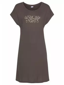 Ночная рубашка LASCANA, коричневый