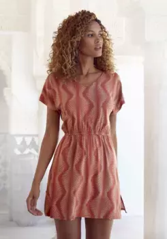 Ночная рубашка LASCANA с графическим принтом по всей поверхности, терракотовый