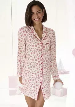 Ночная рубашка LASCANA с зимним мотивом, красный