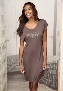 Ночная рубашка LASCANA со слегка завышенными плечами, коричневый