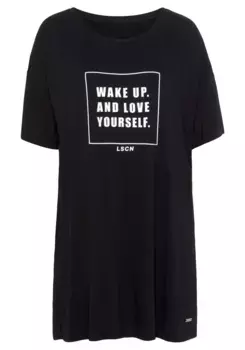 Ночная рубашка LASCANA, свободного кроя, черный