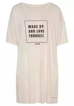 Ночная рубашка LASCANA, свободного кроя, цвет Ecru