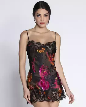 Ночная рубашка на бретельках с вышитой полоской Lise Charmel, черный