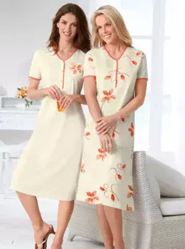 Ночная рубашка "Ночные рубашки с короткими рукавами" Ascafa, цвет Vanille + Vanille-Bedruckt