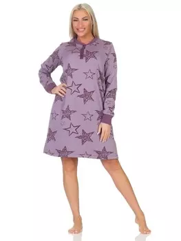 Ночная рубашка NORMANN Frottee langarm Bndchen Sterne, цвет beere