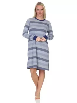 Ночная рубашка NORMANN Frottee langarm Bndchen Streifenoptik, синий