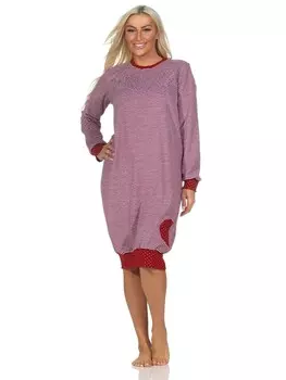 Ночная рубашка NORMANN Frottee langarm Bndchen Tupfen Optik, цвет ringel