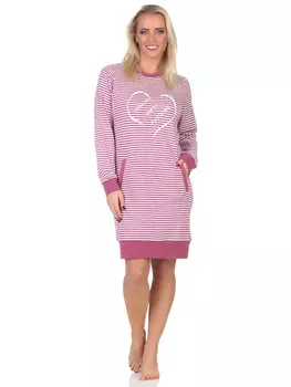 Ночная рубашка NORMANN Interlock langarm Bndchen Herzmotiv, цвет beere