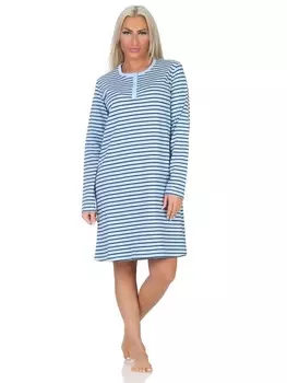 Ночная рубашка NORMANN Interlock langarm Bndchen Streifenoptik, голубой