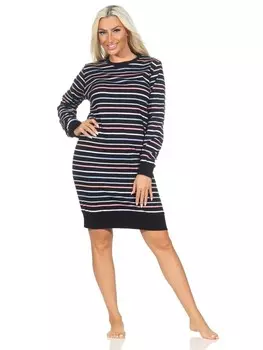 Ночная рубашка NORMANN Interlock langarm Streifenoptik, черный